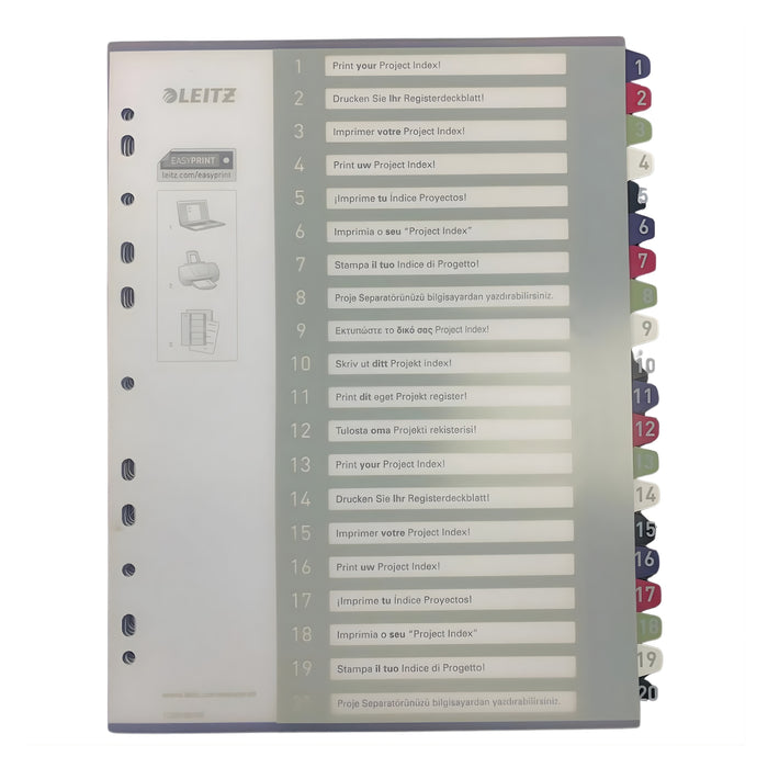 Leitz Style PP Printed Index, 1–20 Tabs