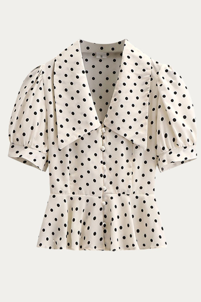 Leontine Plus Size Polka Dot Blouse