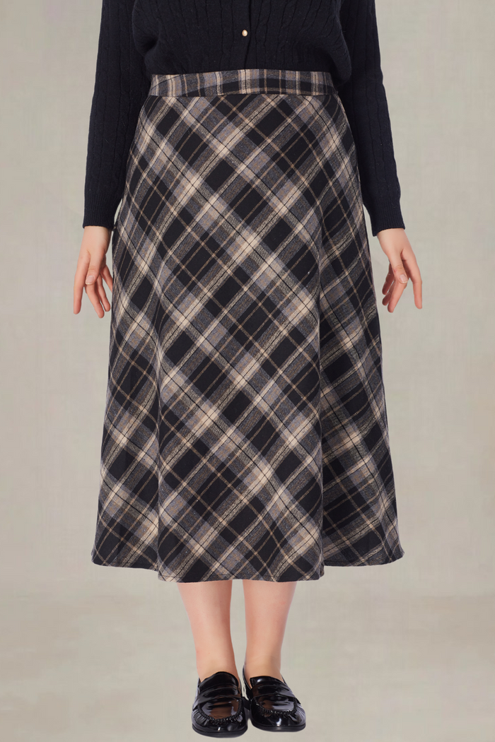 Lucille Plus Size Plaid Long Skirt