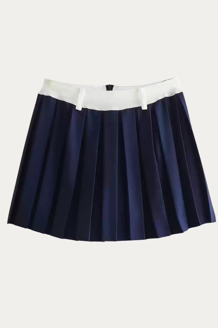 Magee Navy Blue Pleated Skirt