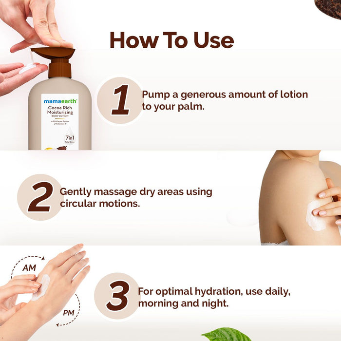 Mamaearth Cocoa Rich Moisturizing Body Lotion with Cocoa Butter & Vitamin E for Intense Moisturization - 400 ml