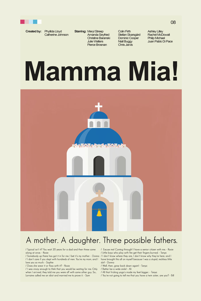 Mamma Mia! Inspired Mid-Century Modern Print | 12"x18" or 18"x24" Print only