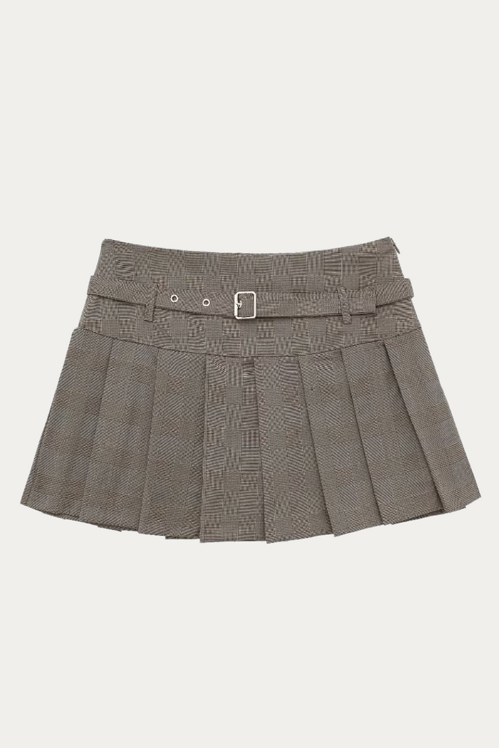 Marsh Plaid Mini Skirt Brown
