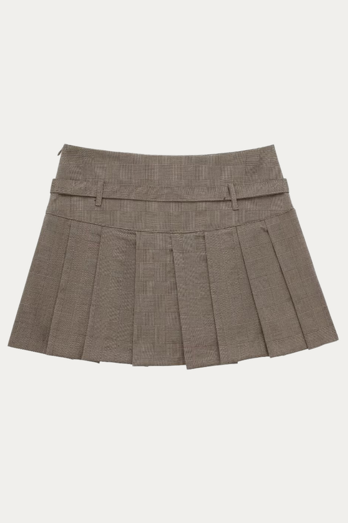 Marsh Plaid Mini Skirt Brown