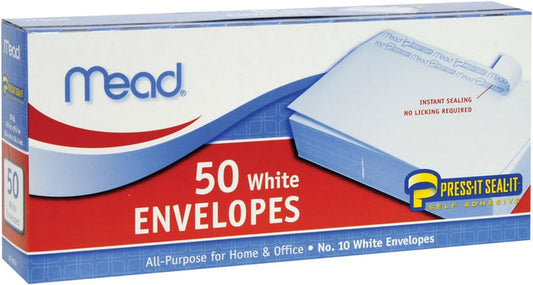 Mead No. 10 White Press-It-Seal-It Envelopes, 50 Count - Office R Us Lagos
