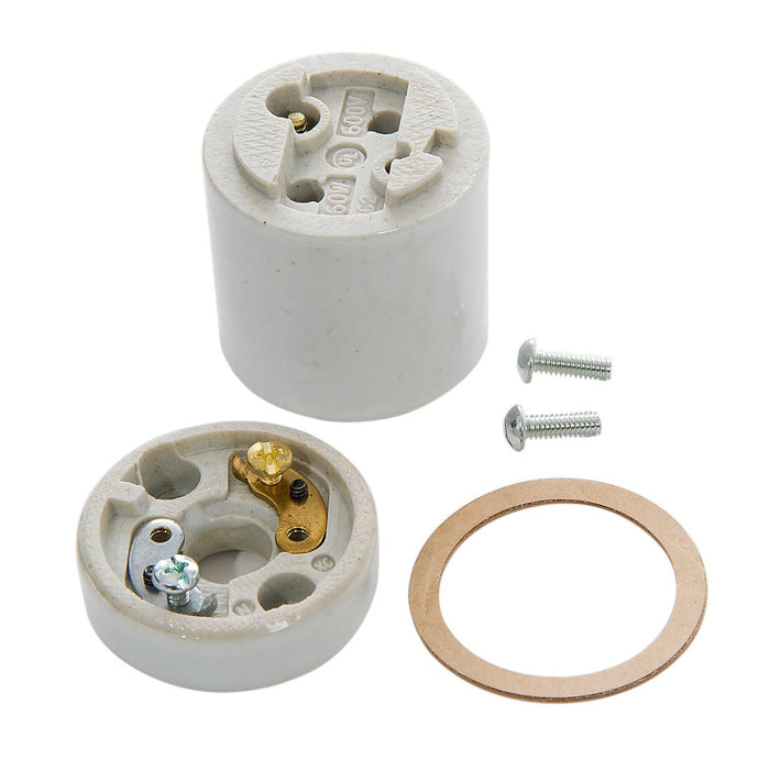 Medium Base Two-piece Porcelain Socket w/Mount Gasket, Leviton CAT. NO. 30 (48127)
