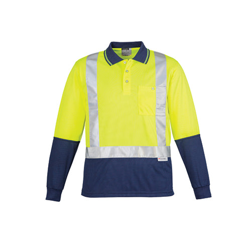 Mens Hi Vis Spliced Long Sleeve Polo (Shoulder Taped) | ZH234