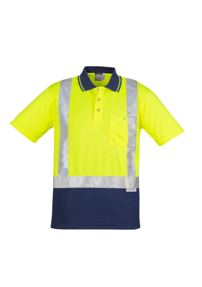 Mens Hi Vis Spliced Short Sleeve Polo (Shoulder Taped) | ZH233