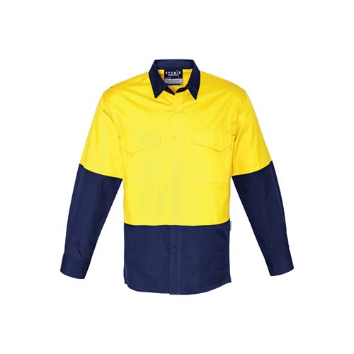 Mens Rugged Cooling Hi Vis Spliced Long Sleeve Shirt | ZW128