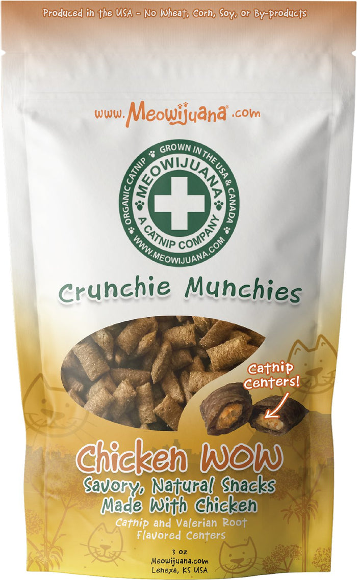 Meowijuana Crunchie Munchie Chicken Cat Treat, 3-oz bag
