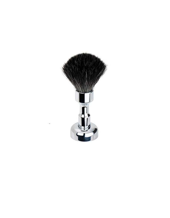 Chrome shaving brush with black bristles for personal care