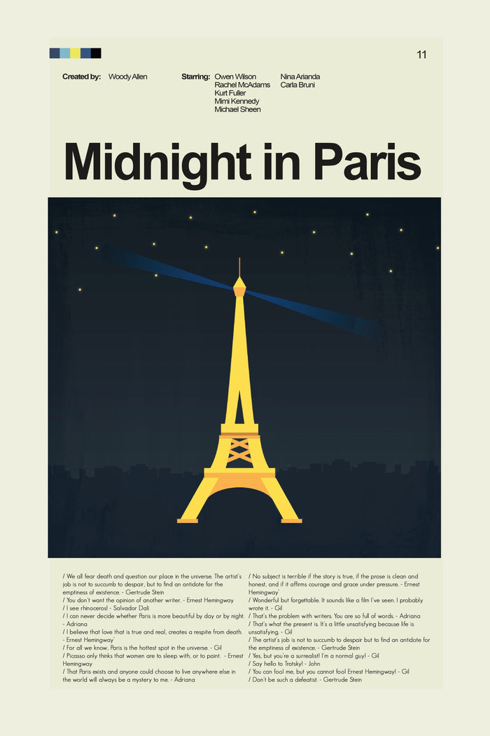 Midnight in Paris Inspired Mid-Century Modern Print | 12"x18" or 18"x24" Print only