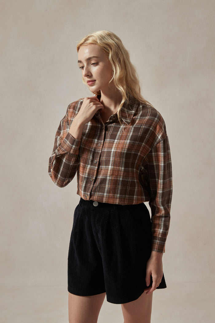 Orange and Brown Plaid Shirt