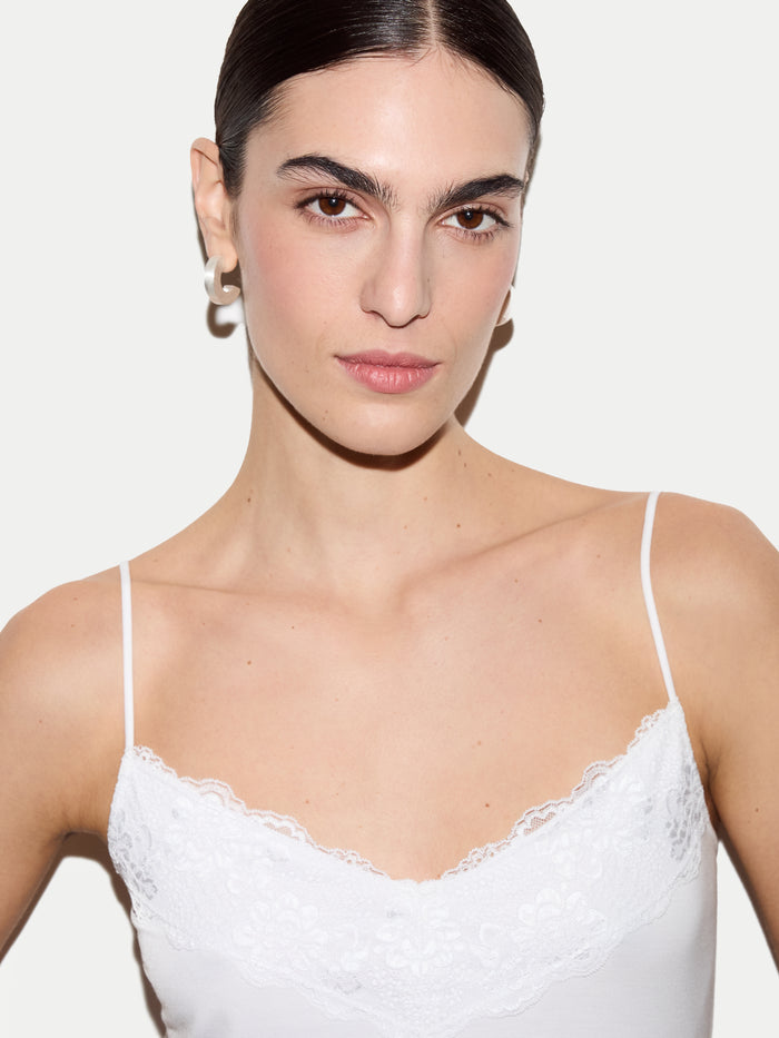 Modal Lace Vest | White