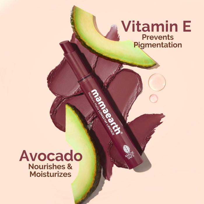 Moisture Matte LongStay Lipstick with Vitamin E & Avocado - 2g | Amber Rose