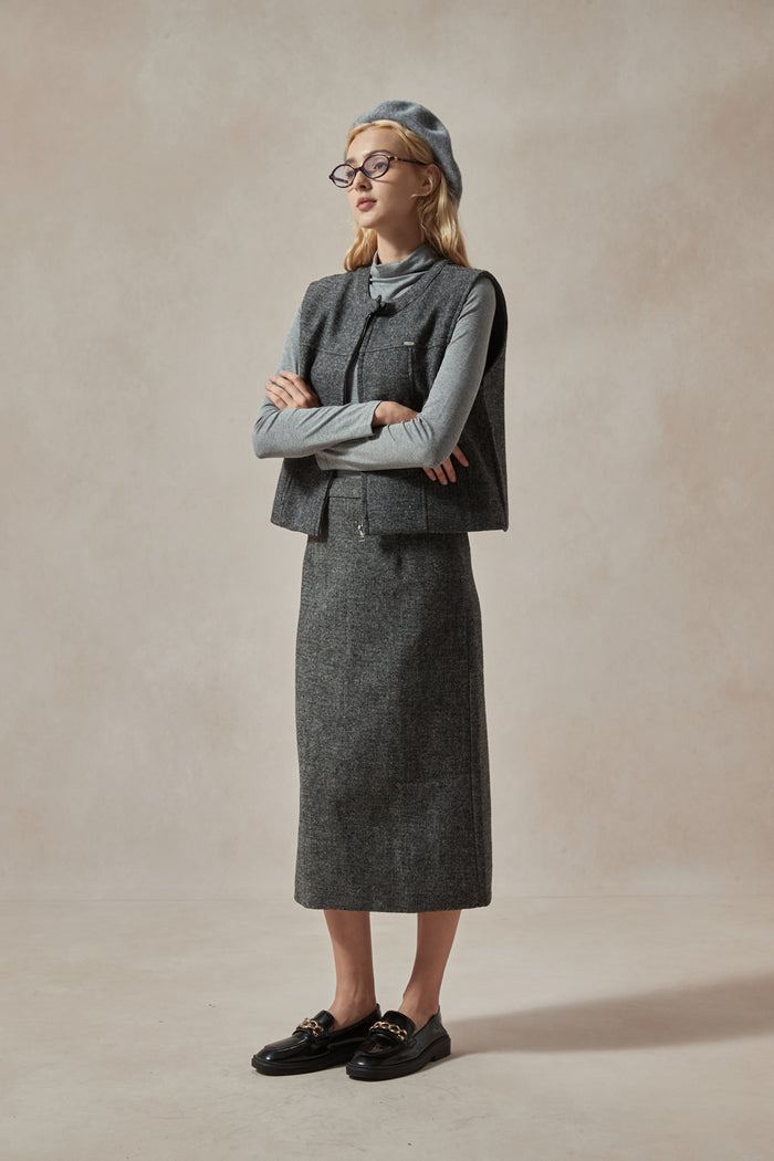 Naomi 3pcs Wool Set (Vest, Turtleneck, Skirt)