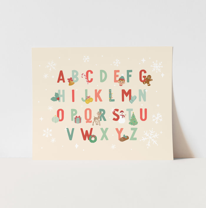 {Neutral} Christmas Alphabet Art Print