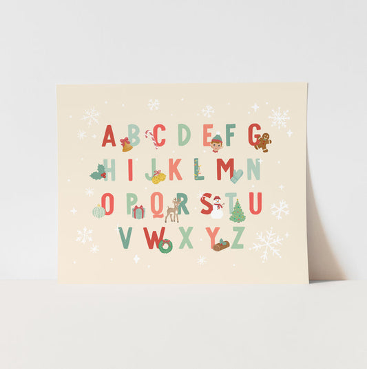 {Neutral} Christmas Alphabet Art Print