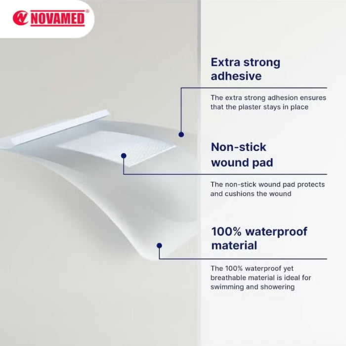 Novamed Transparent Waterproof Bandage 6 x 10 cm - Pack of 50s, Medical Tape & Bandages