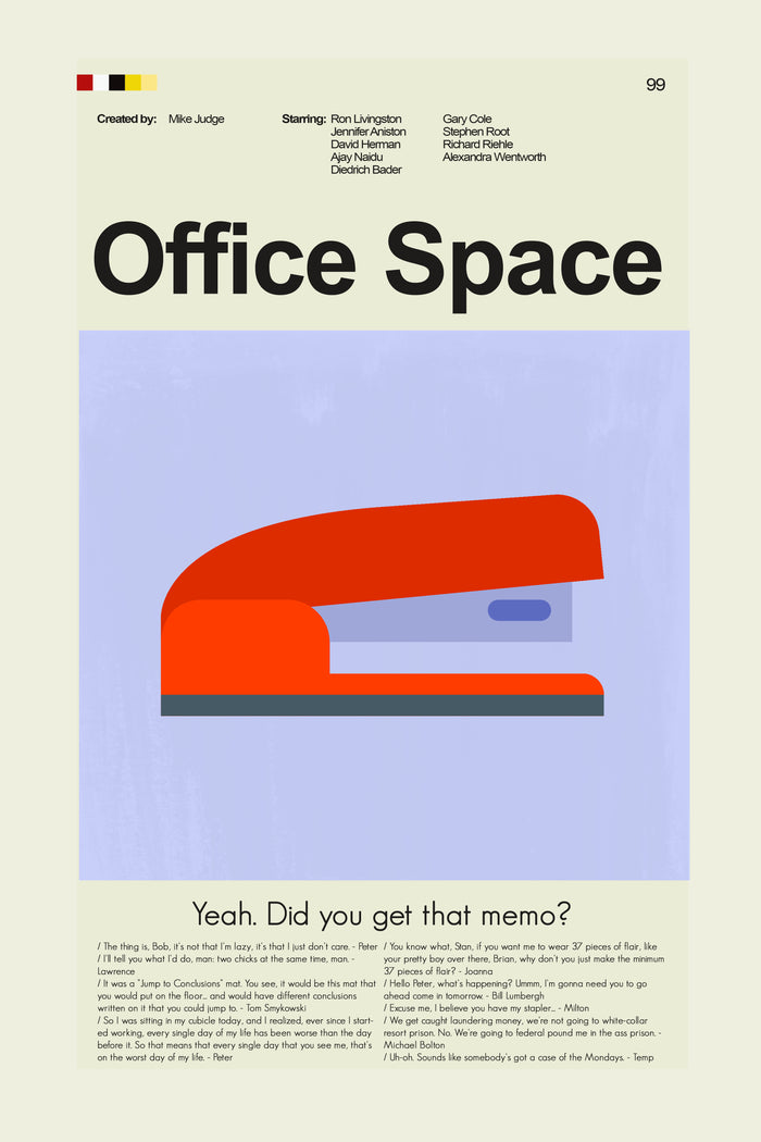 Office Space Inspired Mid-Century Modern Print | 12"x18" or 18"x24" Print only
