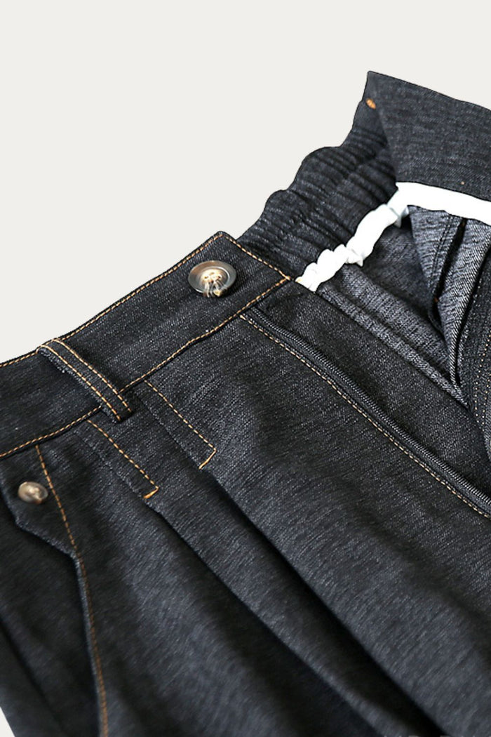Olivia Black Denim Pleated Skirt