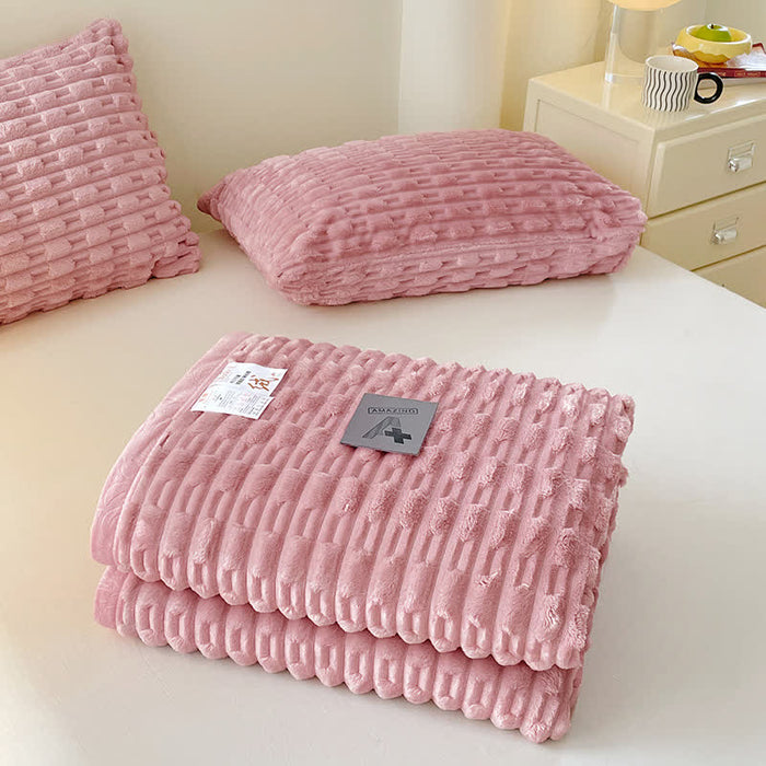Ownkoti Minimalist Solid Textured Fleece Throw Blanket - image 6