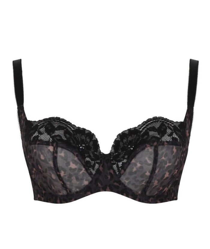 Panache Nina Underwired Balconette Bra - Black Leopard Bras