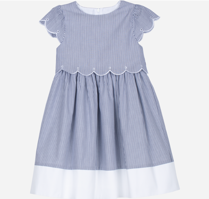 PATACHOU navy blue dress with striped print
