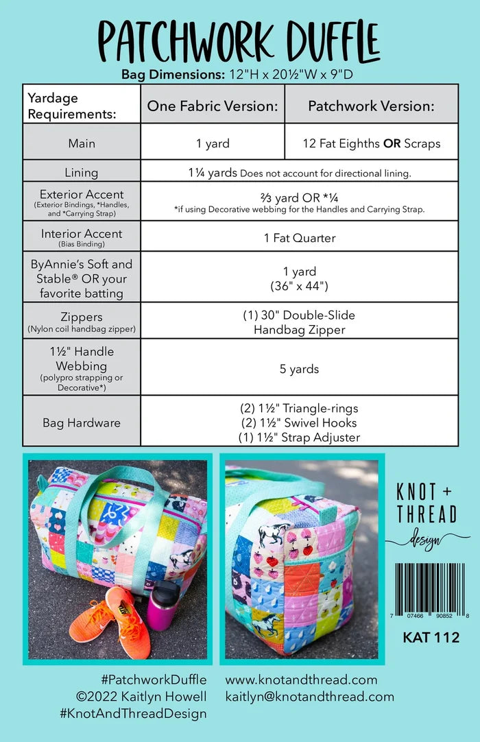 Patchwork Duffle Sewing Pattern