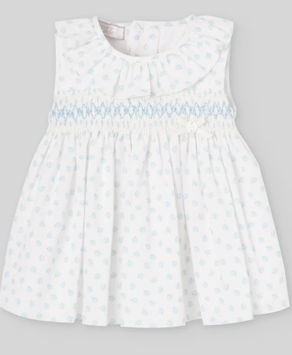 PAZ RODRIGUEZ handcrafted smocked bodice and frilled dress