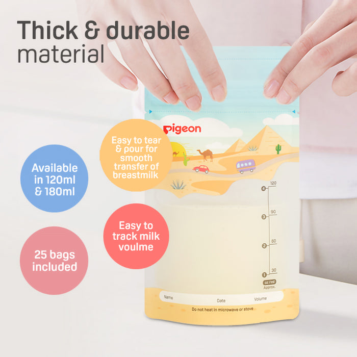 Pigeon Breast Milk Storage Bags 180ml - Pack of 25 (79321), Breast Milk Storage Containers
