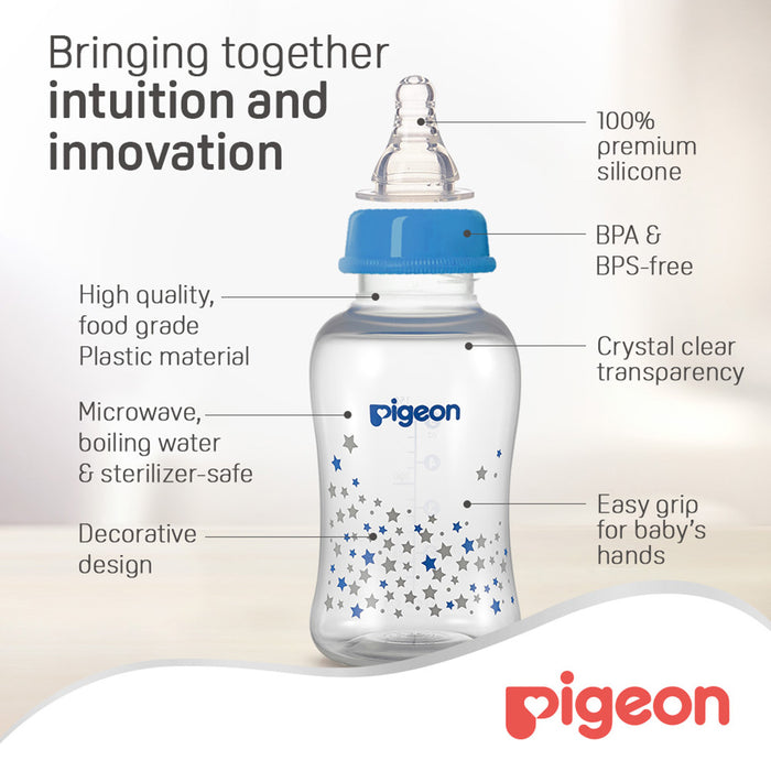 Pigeon Streamline Decorated Plastic Nursing Bottle 150ml - (78272), Baby Bottles