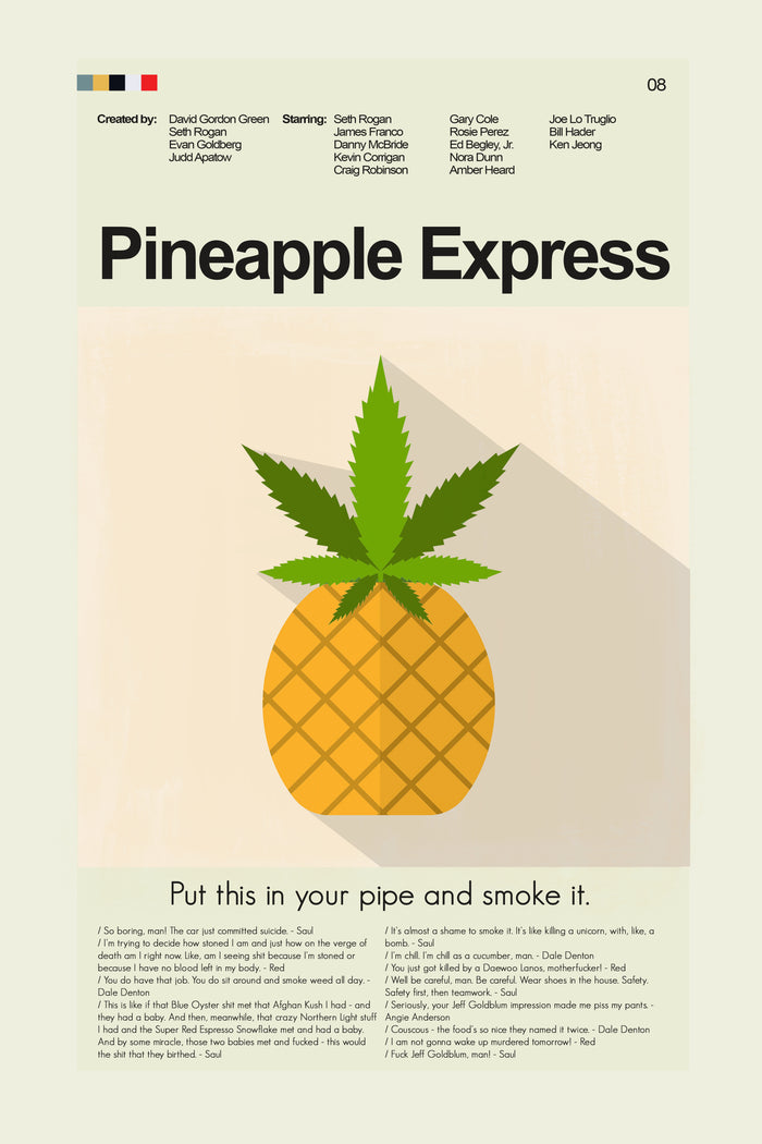 Pineapple Express Inspired Mid-Century Modern Print | 12"x18" or 18"x24" Print only