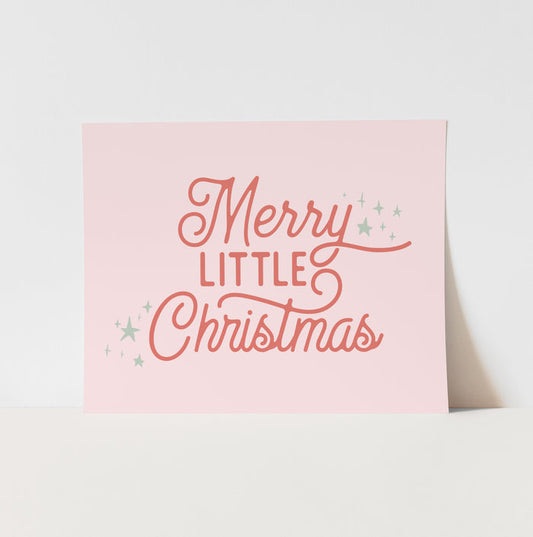 {Pink} Merry Little Christmas Art Print