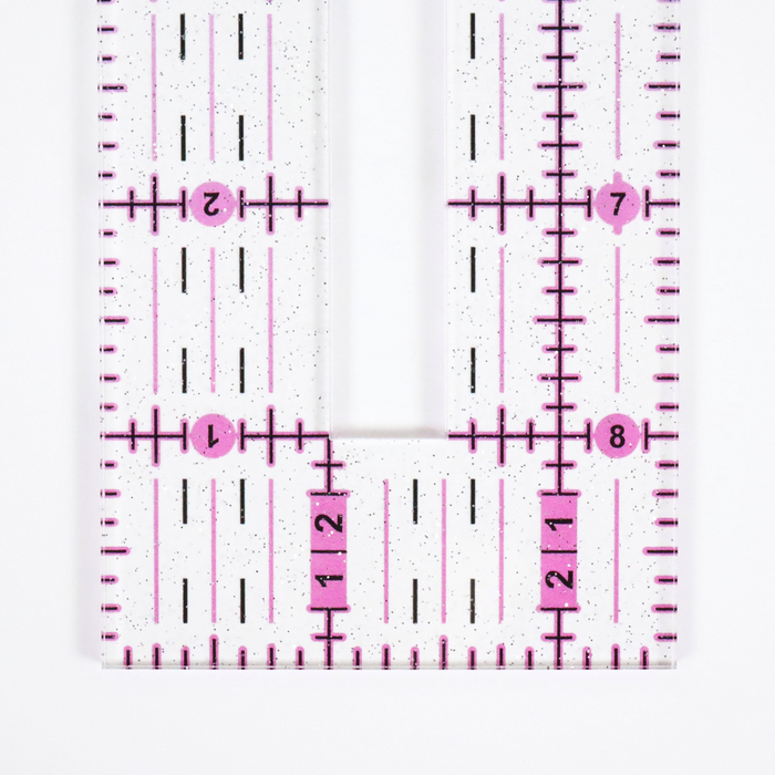 Pink to Teal Gradient | Glitter - 7" Zipper Pocket Ruler (9" x 2.5”)