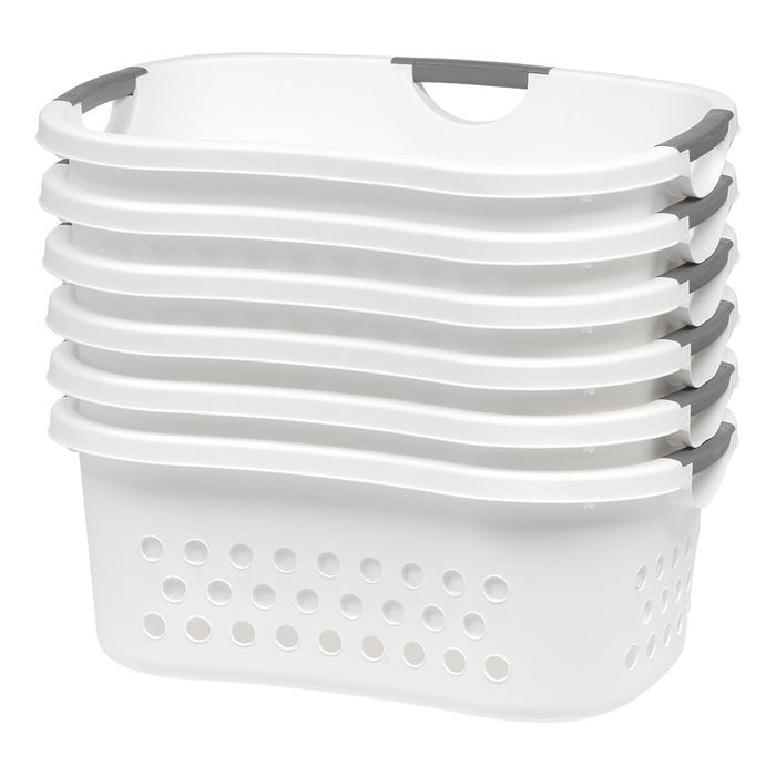 IRIS USA 48L Plastic Hip Hold Laundry Basket Hamper Organizer with Built-In Comfort Carry Handles, 1.3 Bushel, for Closet, Dorm, Laundry Room, Bedroom, Nestable, Ventilation Hole, Large, White - IRIS USA, Inc.