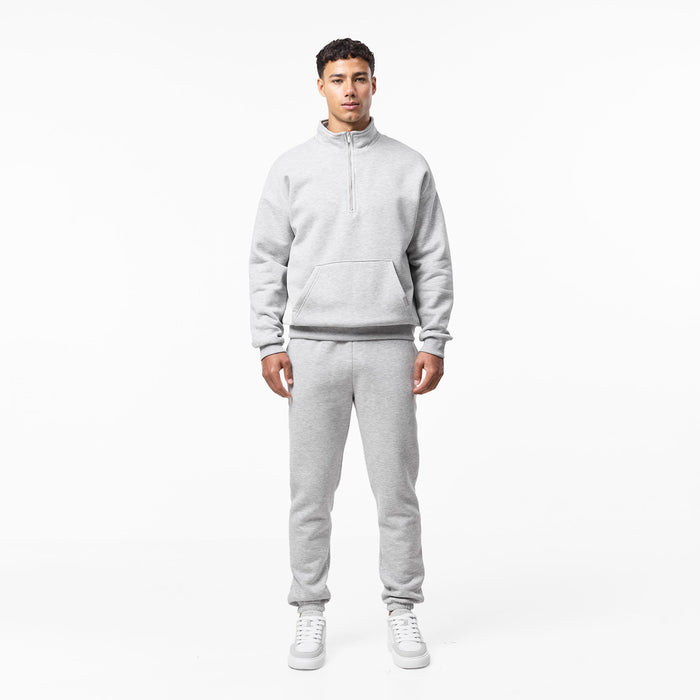 Relaxed Fit 1/4 Zip Fleece | Grey Marl