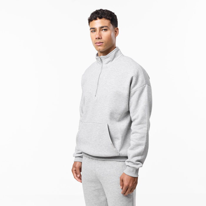 Relaxed Fit 1/4 Zip Fleece | Grey Marl