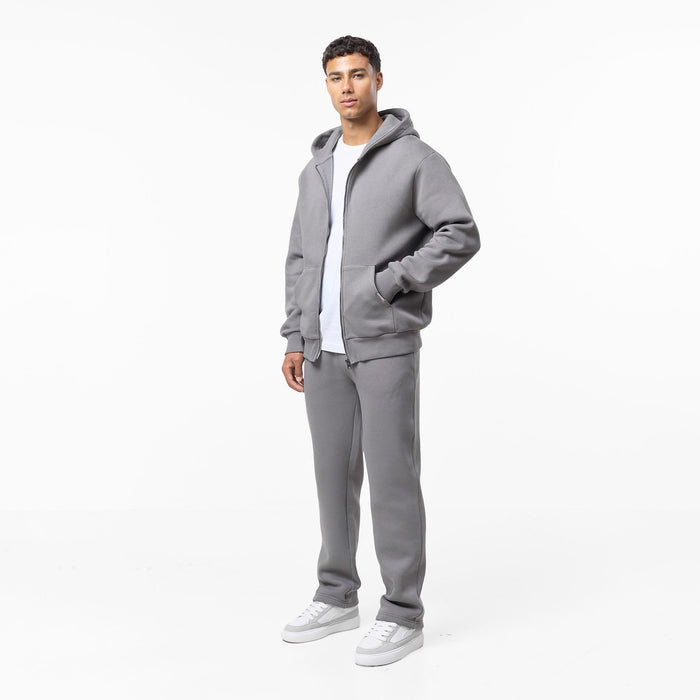 Relaxed Full Zip Hoodie | Mid Grey