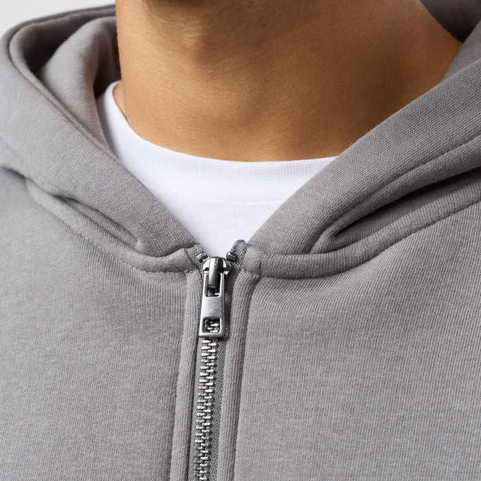 Relaxed Full Zip Hoodie | Mid Grey