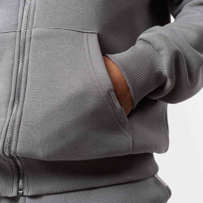 Relaxed Full Zip Hoodie | Mid Grey