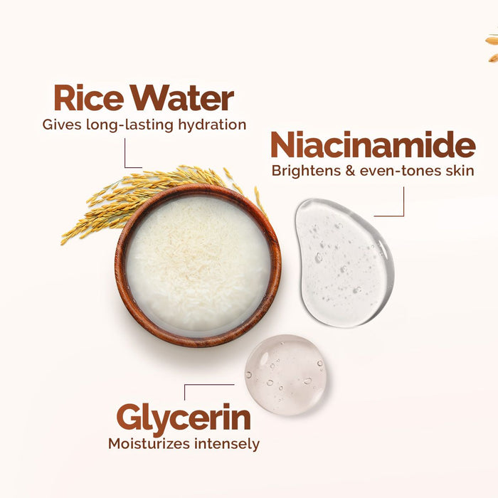 Rice Dewy Bright Moisturizer with Rice Water & Niacinamide for Glass Skin Glow - 200 g (Pack of 2)