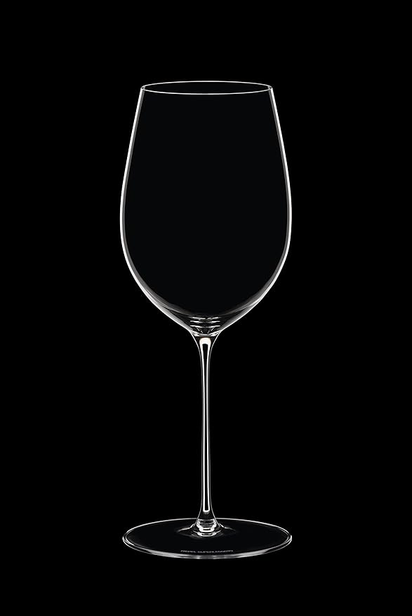 Riedel super leggero Bordeaux grand glass wine glass on a black background