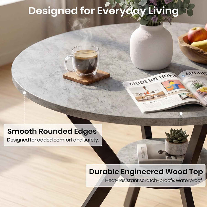 Round Dining Table and Chairs Set with Storage Shelf