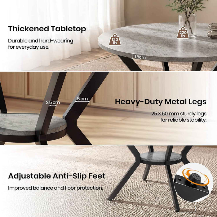Round Dining Table and Chairs Set with Storage Shelf
