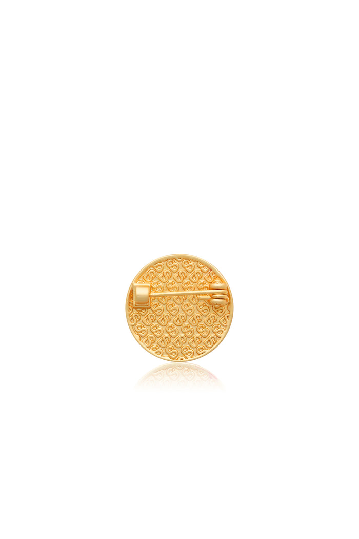 Round Pin Brooch - Blue/Gold