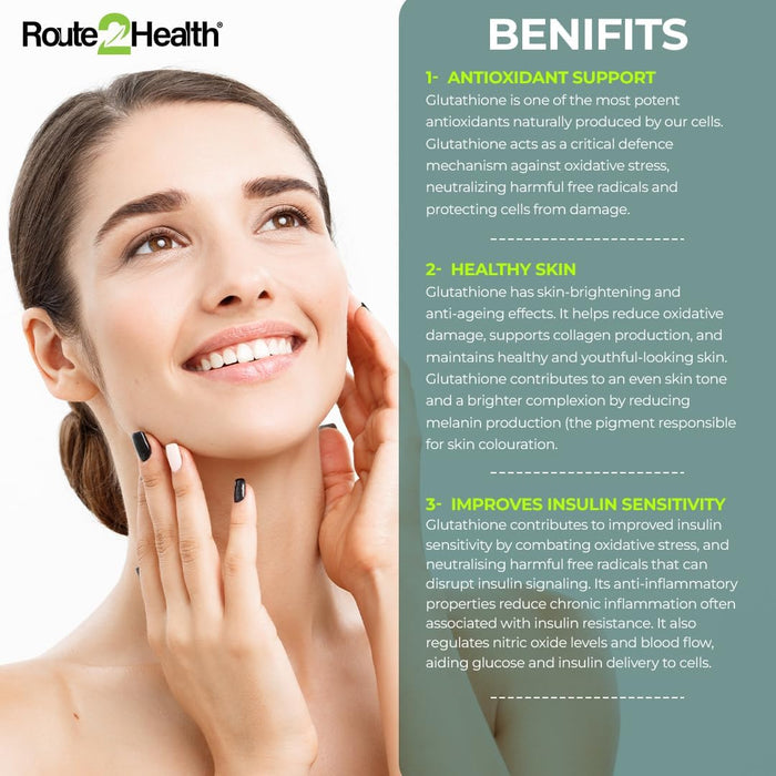 Route 2 Health Glutathione - 30 Capsules for Skin Glow & Immunity