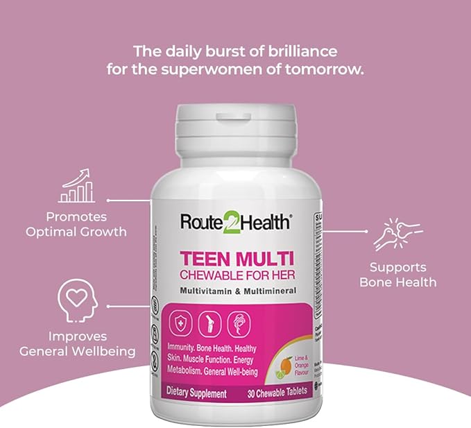 Route 2 Health Teen Girls Multivitamins - 30 Chewables, Lime & Orange