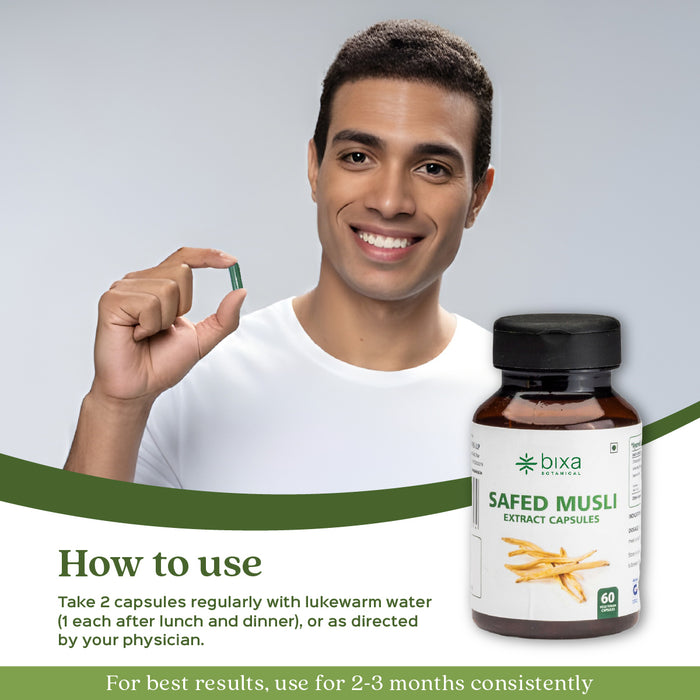 Safed Musli Extract 60 Veg Capsules (450mg) 30% Saponin
