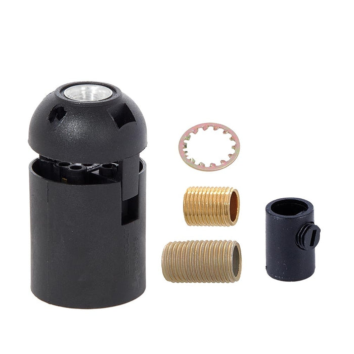 Satin Black Finish Die Cast Aluminum E-26 Socket Cover with E-26 Socket and Mounting Hardware (48731BK)